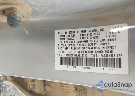 2014 Honda Accord Sport from USA, damaged, VIN 1HGCR2F5XEA228785